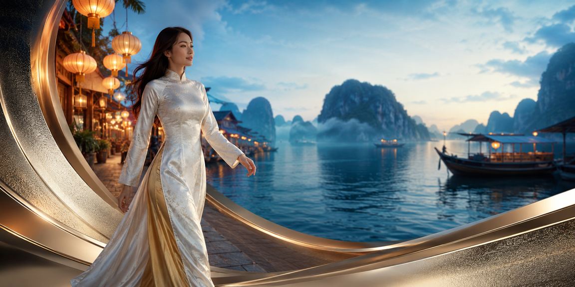 Khung cảnh vịnh Hạ Long yên bình với ánh đèn casino hiện đại